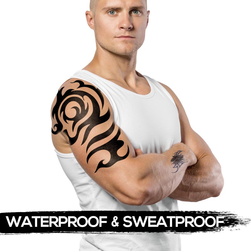 Kotbs 2 Sheets Large Temporary Tattoo Stickers for Men and Women Waterproof Fake Body Art Tattoos with Totem Design for Arm Chest Back - Image 2